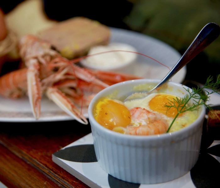 oeuf cocotte langoustines