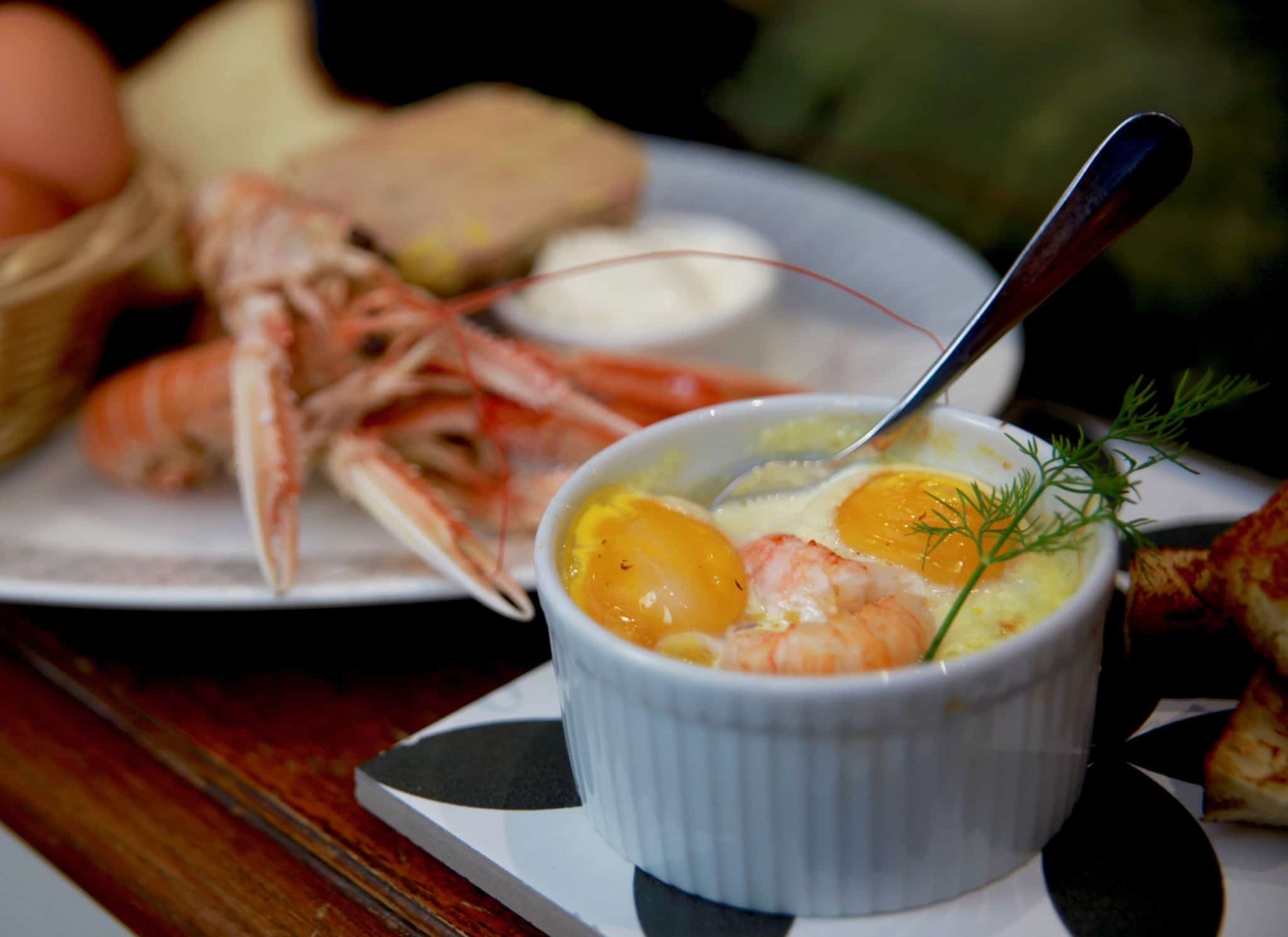 oeuf cocotte langoustines