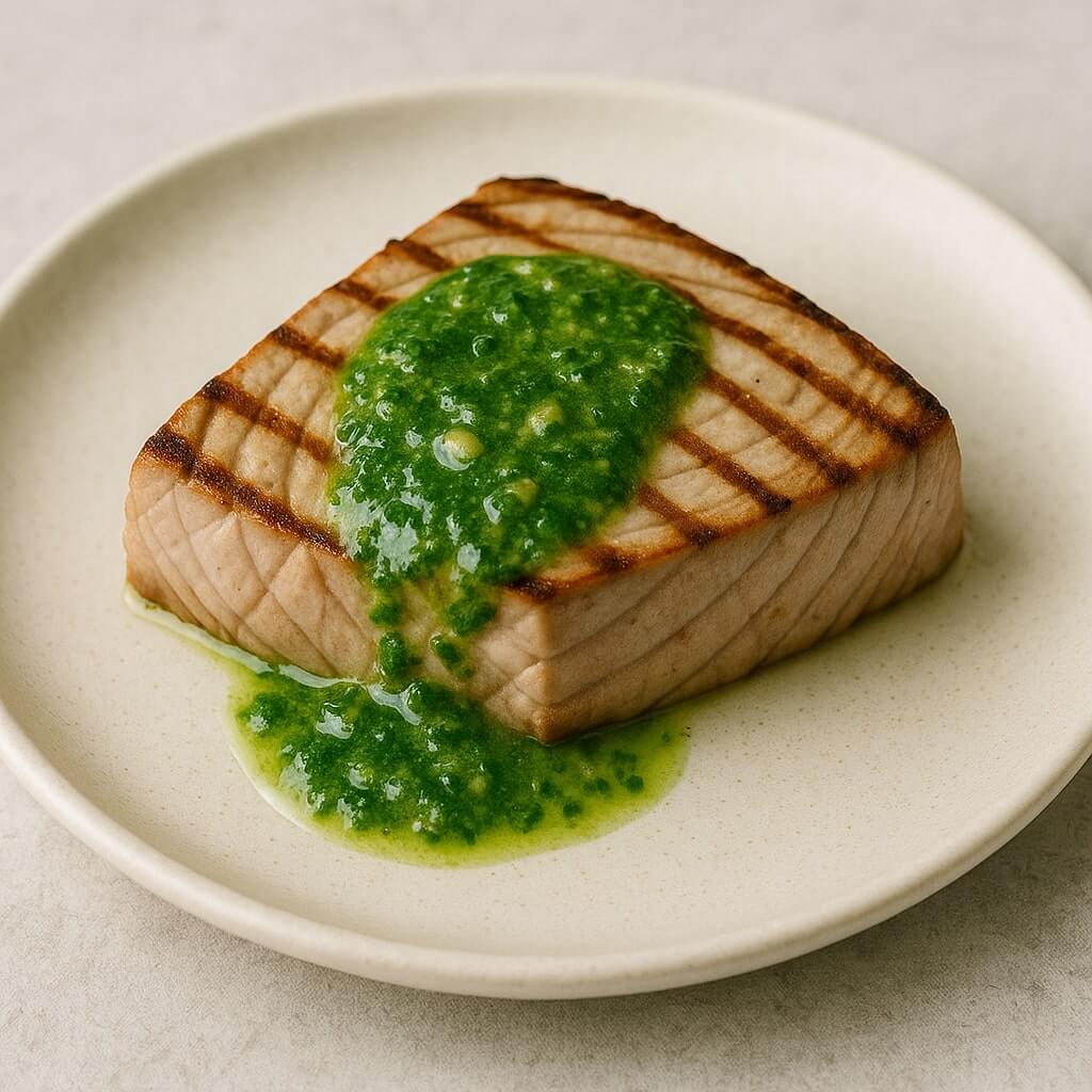thon grillé sauce pistou